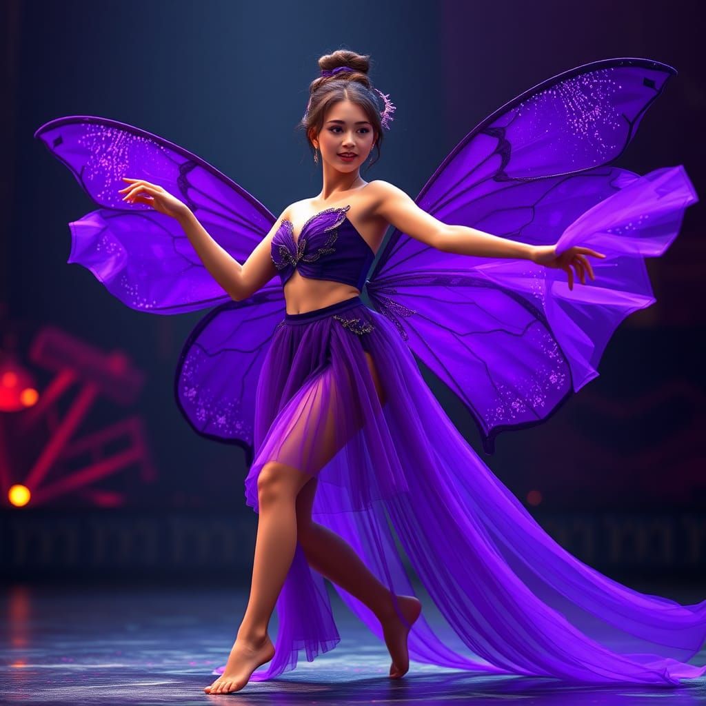 Butterfly Woman Dances On Stage: Digital Art