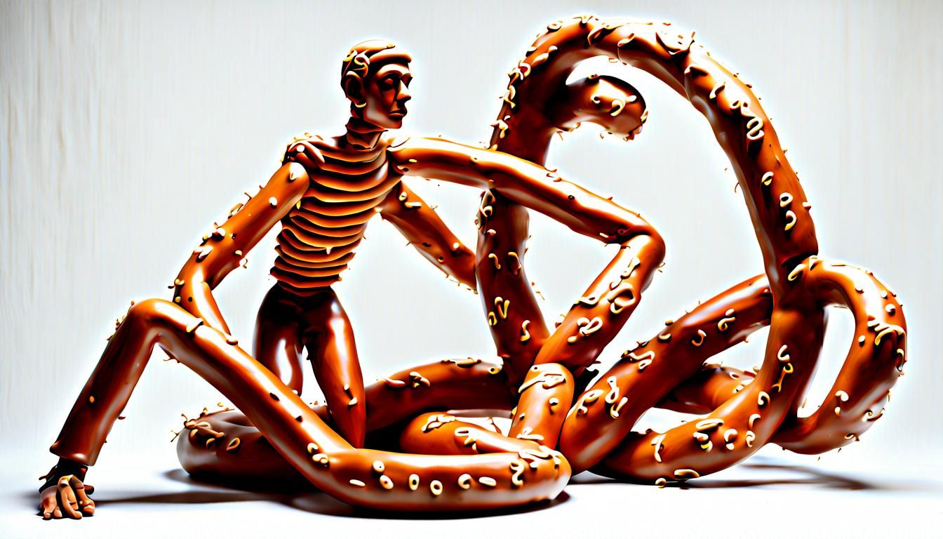 Pretzel Human Sculpture: Abstract Food Art