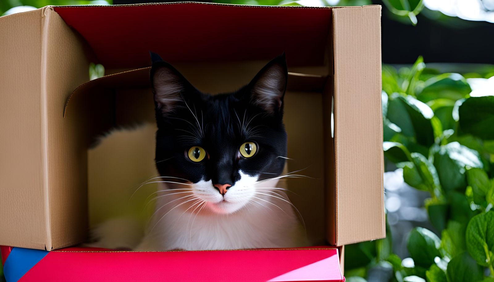 Cat Comfortably Enclosed in a Cardboard Box