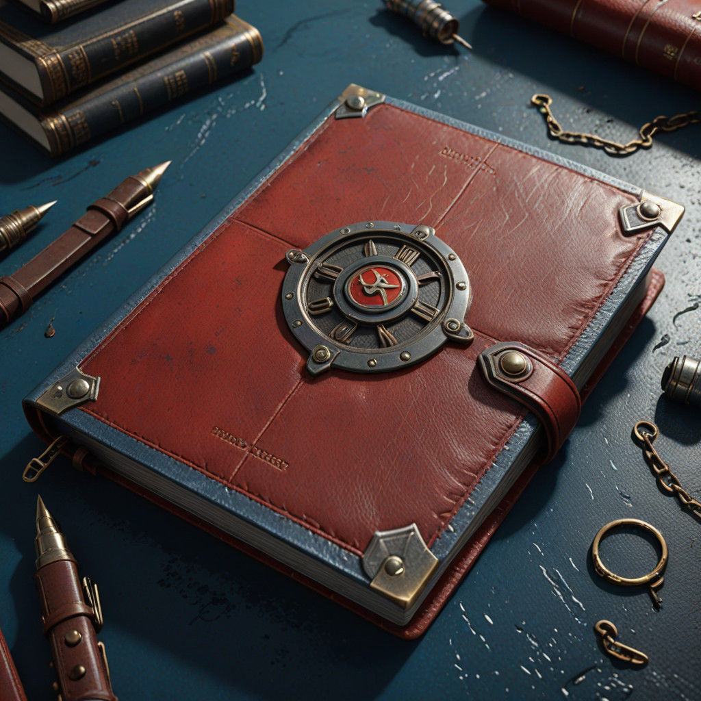 Fantastical Red Leather Book in Warm Evening Light