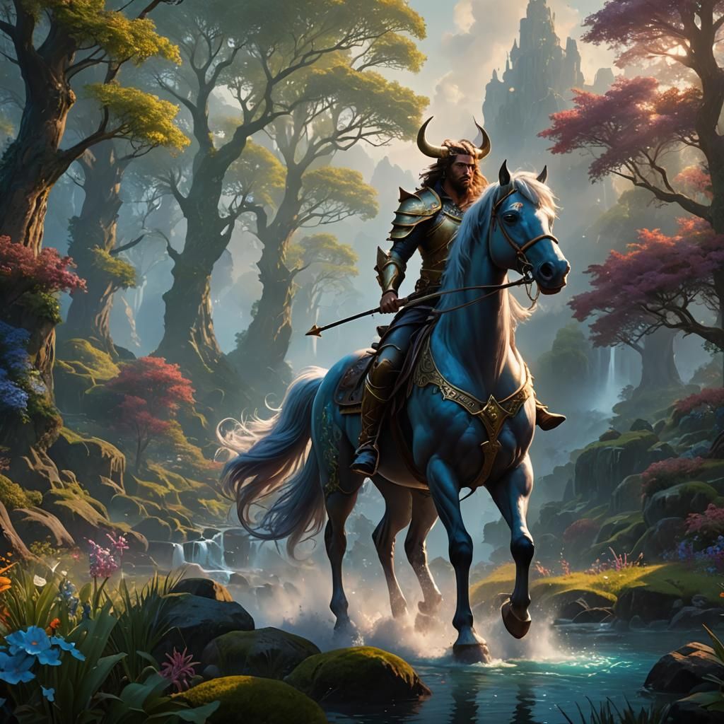 Detailed Centaur Matte Painting in Ethereal Style