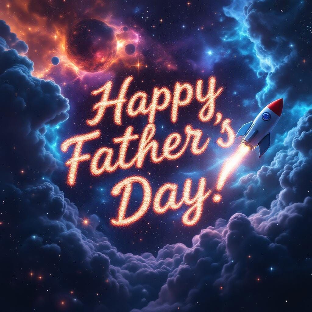 Rocket Soaring Through Starry Space for Father's Day