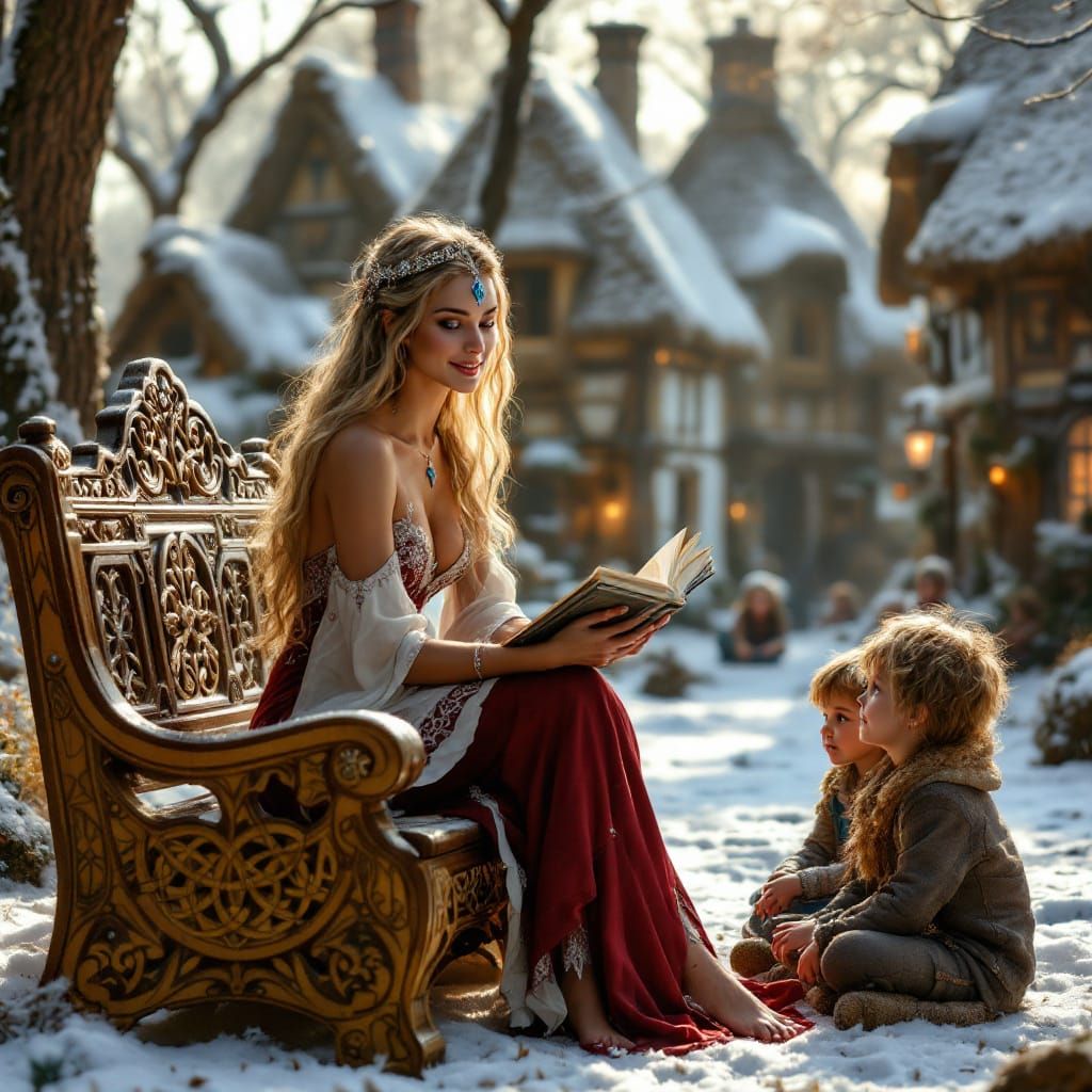 Norse Goddess Sága Storytelling in Winter Village