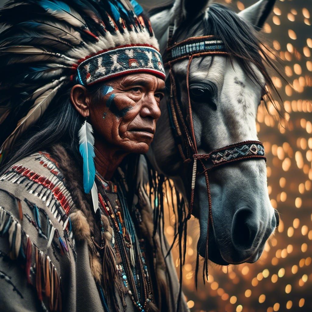 Native American Double Exposure Portrait