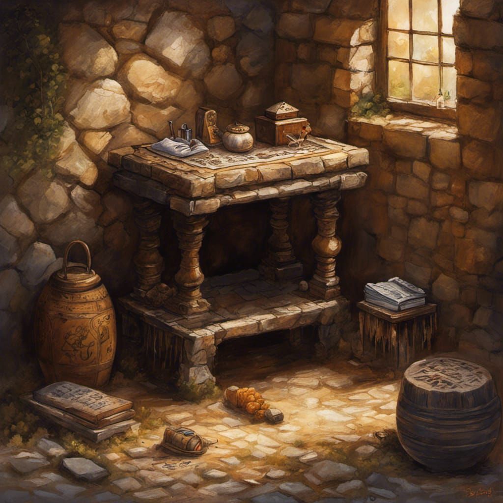 Intricate Stone Cell in Graffiti Art Style