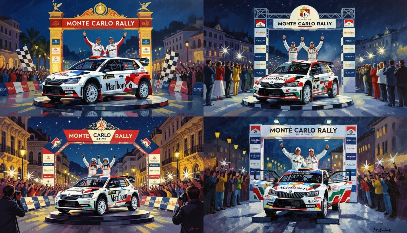 Monte Carlo Rally Podium Celebration Oil Painting