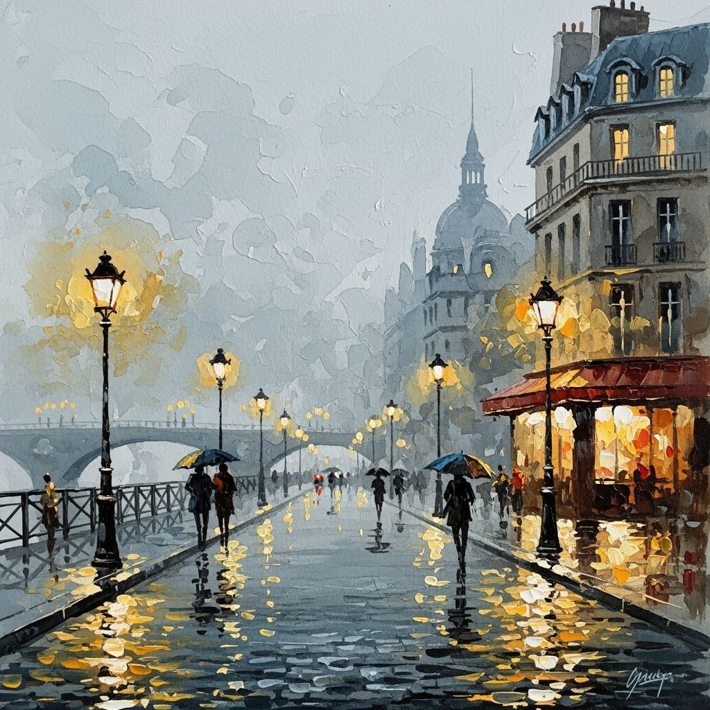 Parisian Foggy Night in Watercolor Masterpiece