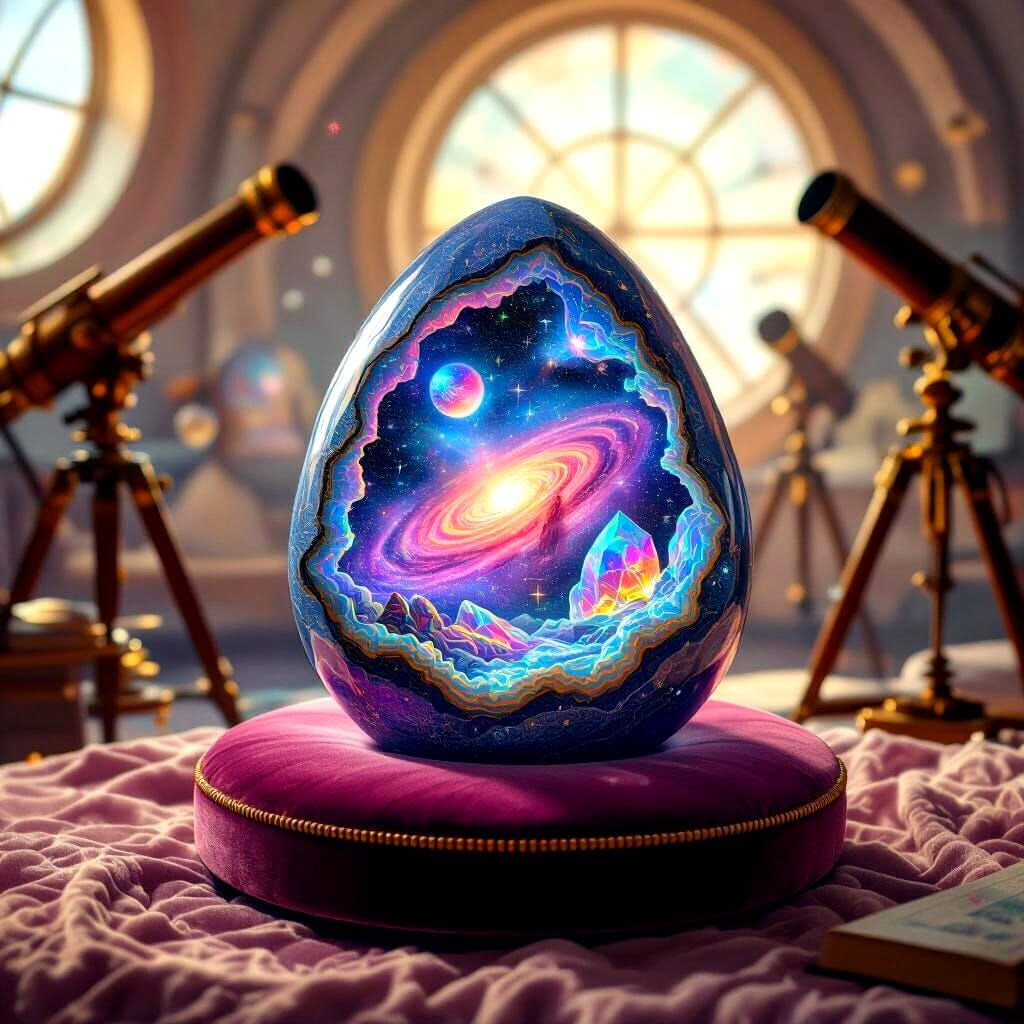 Cosmic Geode Reveals Psychedelic Galaxy, Surreal Art