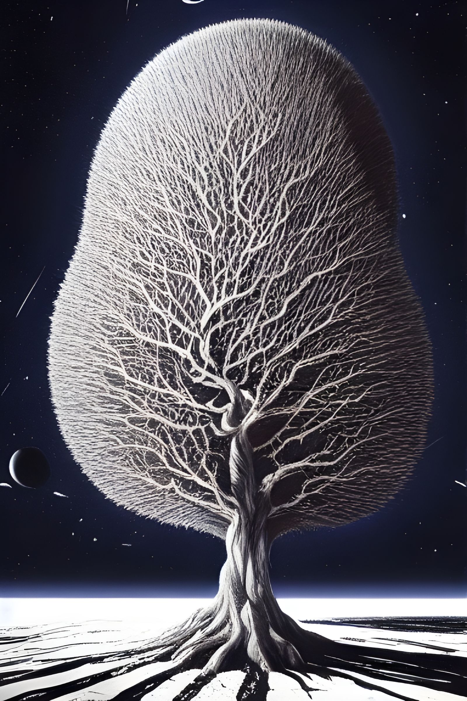 Tree in Space: Surreal Sci-Fi Poster Art