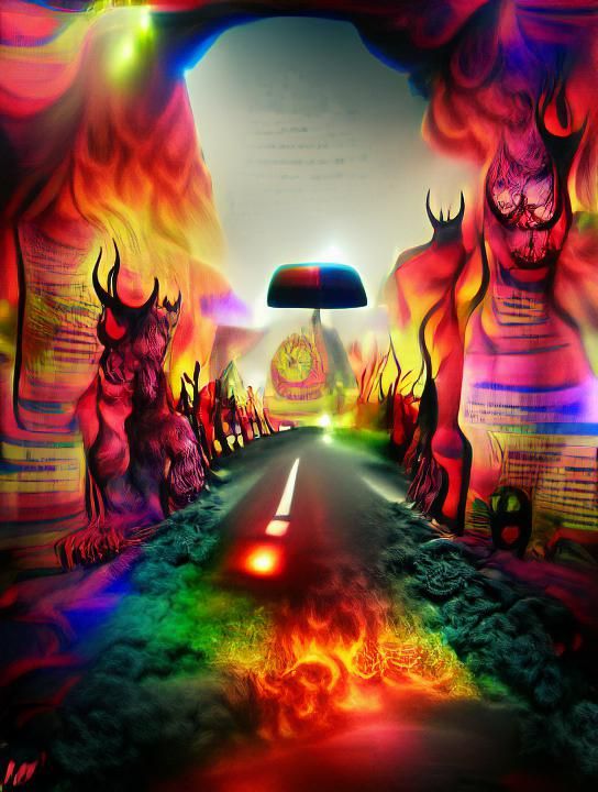 Psychedelic Route 66: Road to Hell Digital Art