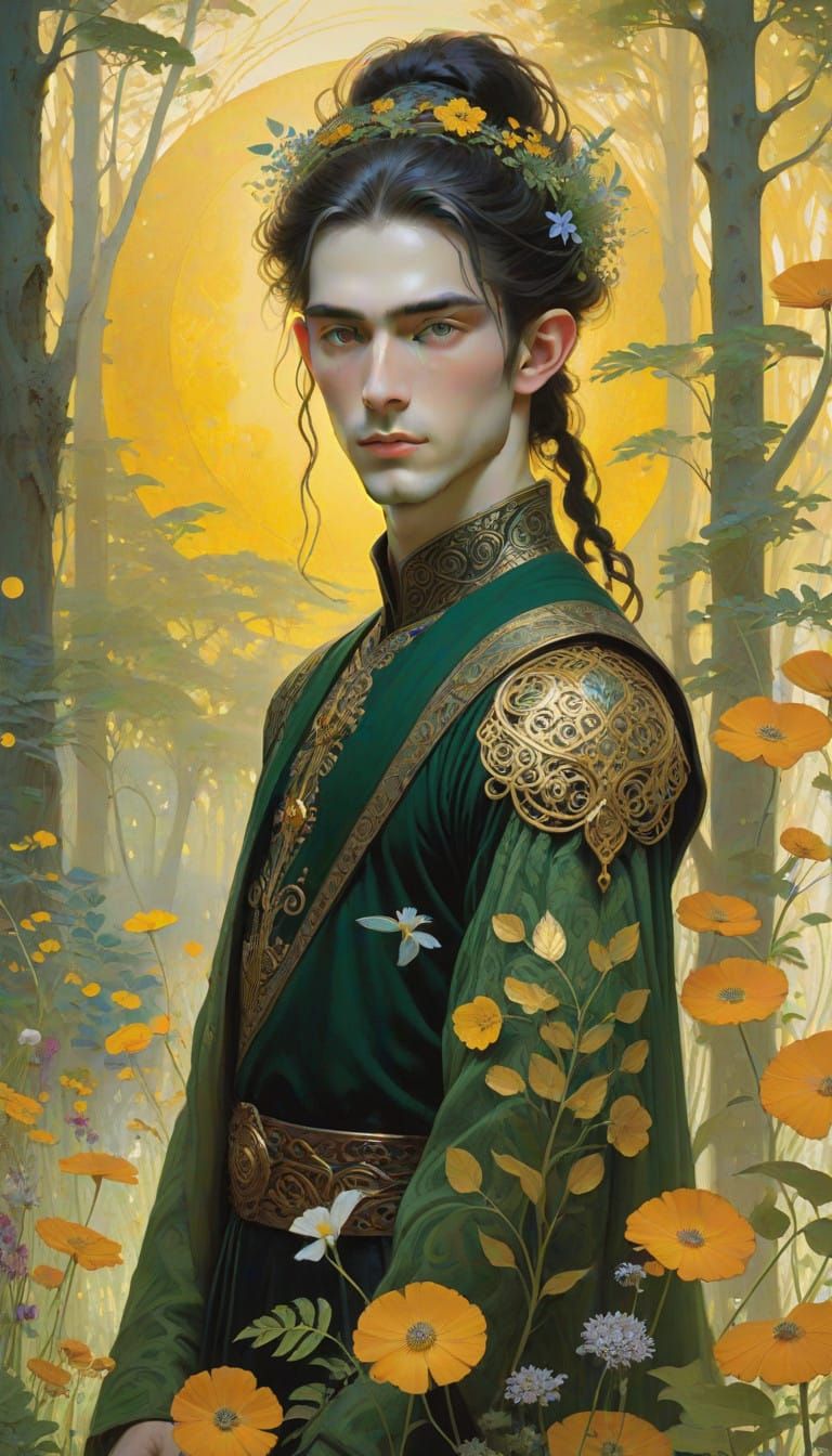 Ethereal Elvish Figure in Mystical Forest Glade