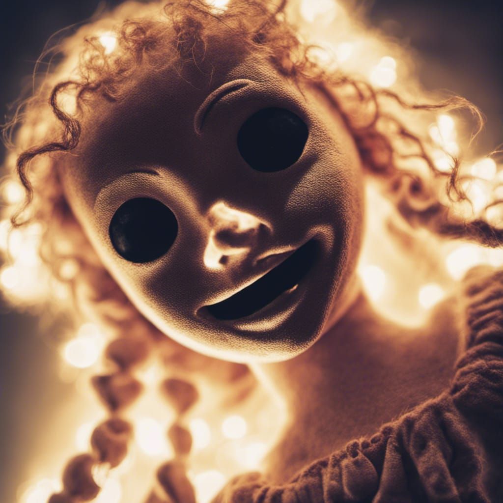Creepy Evil Rag Doll Toy in Kirlian Photography Style