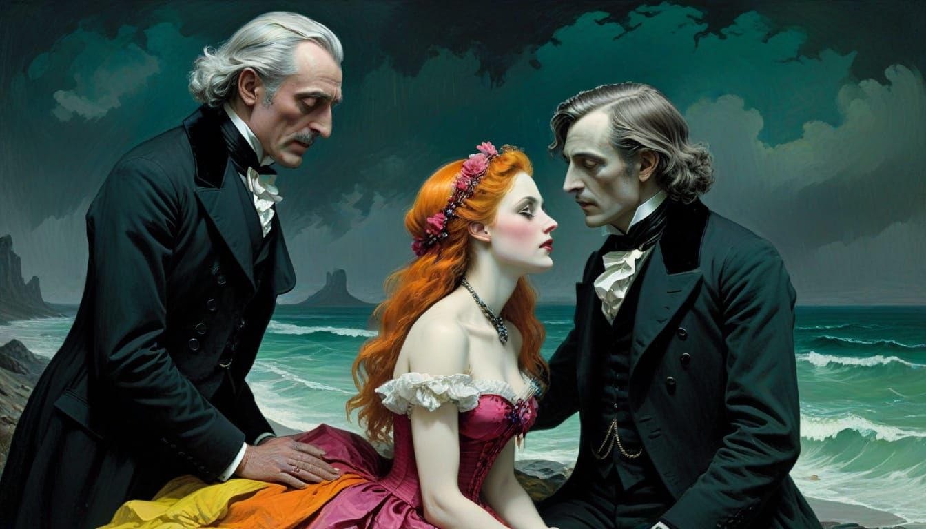 Grotesque Illustration of Love and Terror