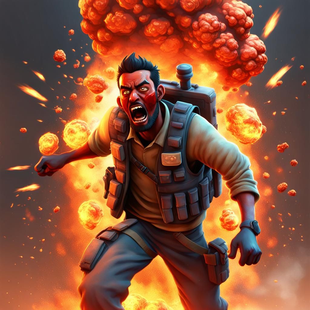 Explosive Inferno: A Cinematic 3D Digital Art Piece