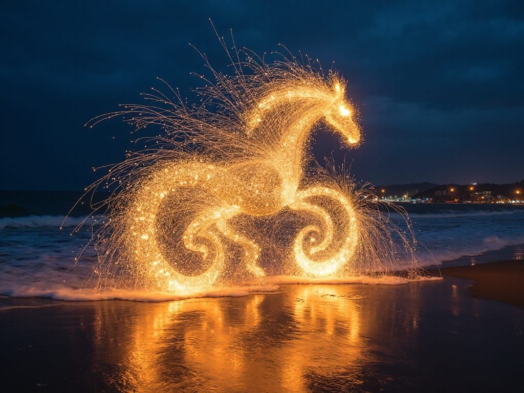 Glowing Curly Whirlingtons on the Beach