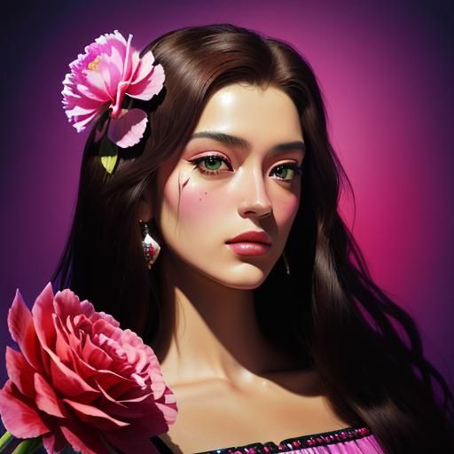 Surreal Cowboy with Pink Carnation, Salvador Dali Style