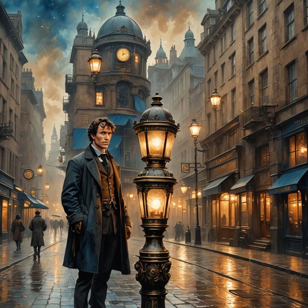 Sherlock Holmes Steampunk Ink Painting