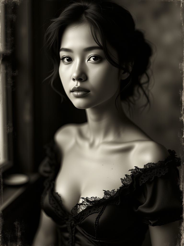 Vintage Portrait of a Young Indonesian Woman