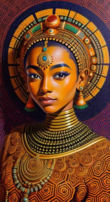 Robot Goddess Queen with Marigold Hair