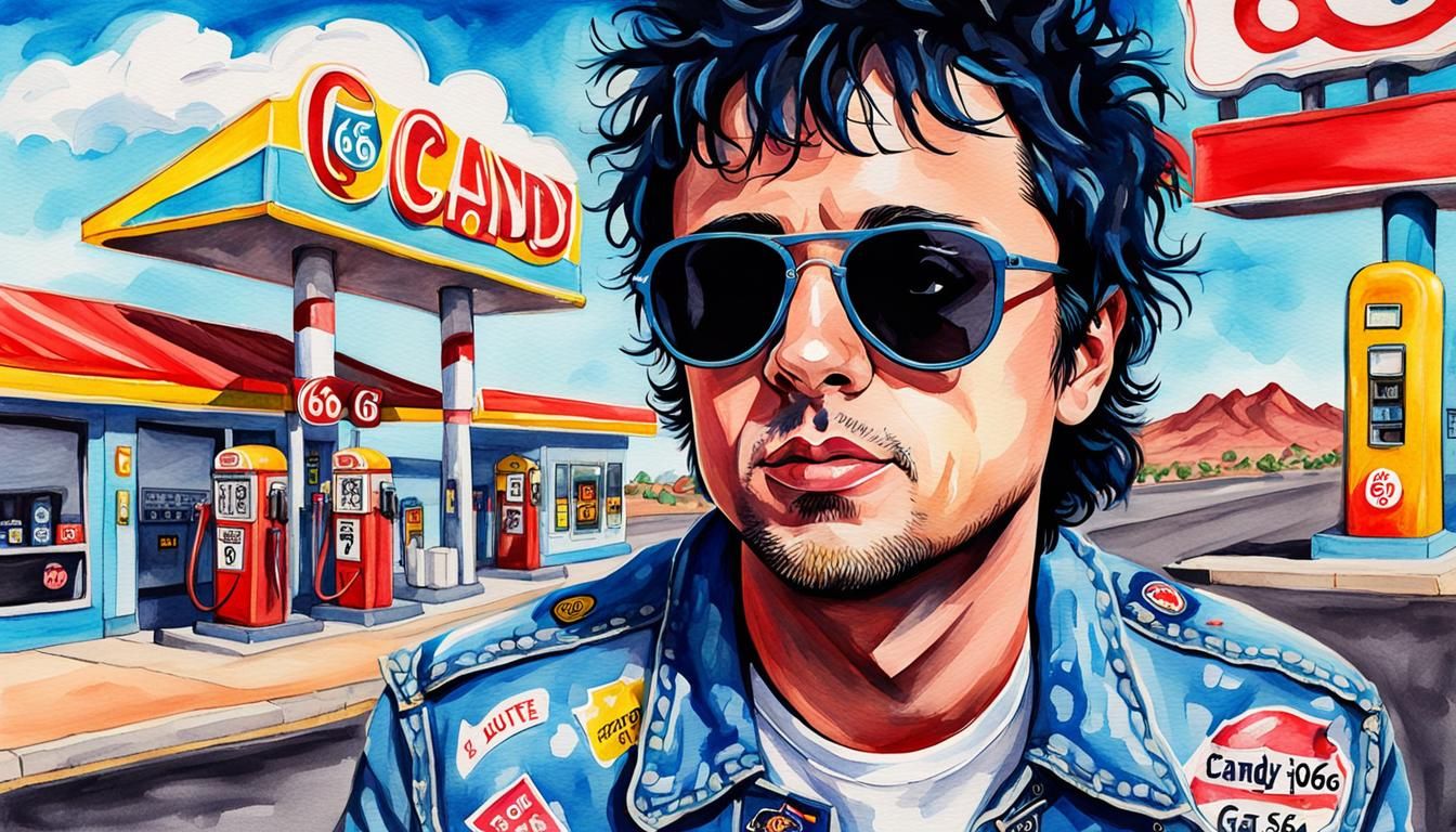 Pop Art Portrait on Route 66 in Watercolor