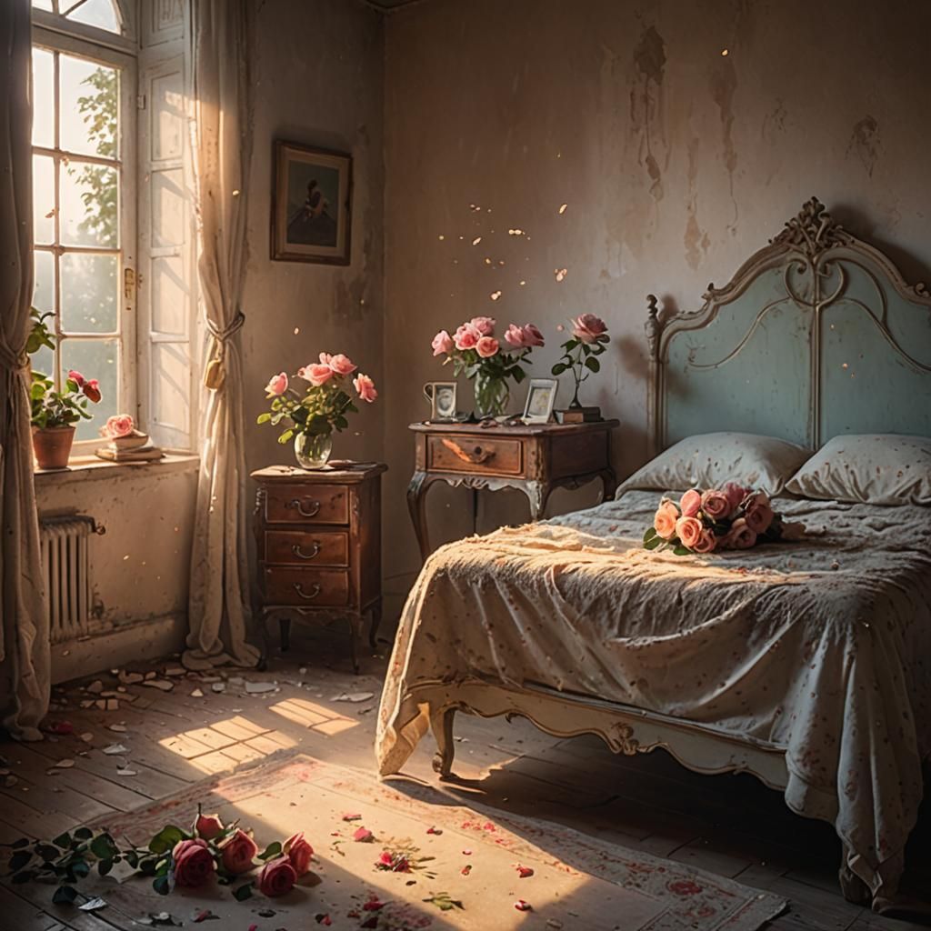 Misty Sunrise in an Old Bedroom