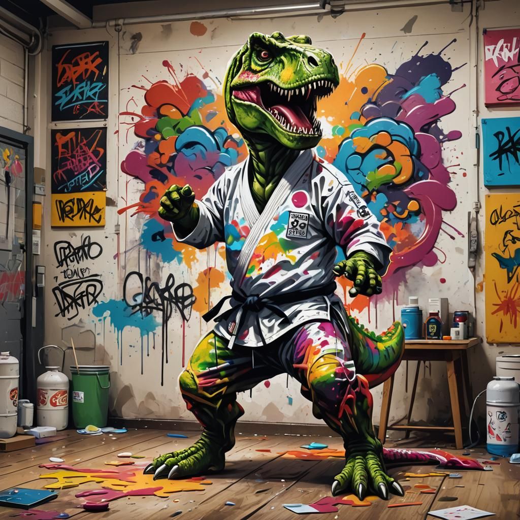 T-Rex is a Karateka! 💪🏻🦖 (vibrant style)