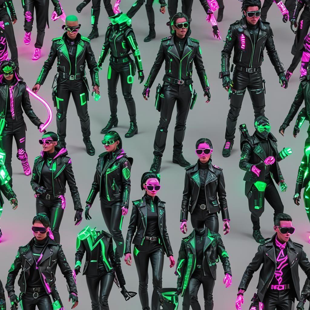 Cyberpunk Figures in a Dystopian Cityscape