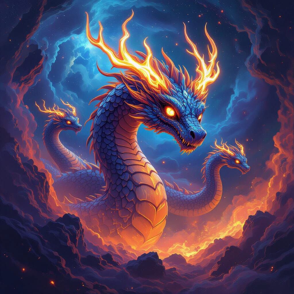 Majestic Hydra Emerging from Cosmic Nebula