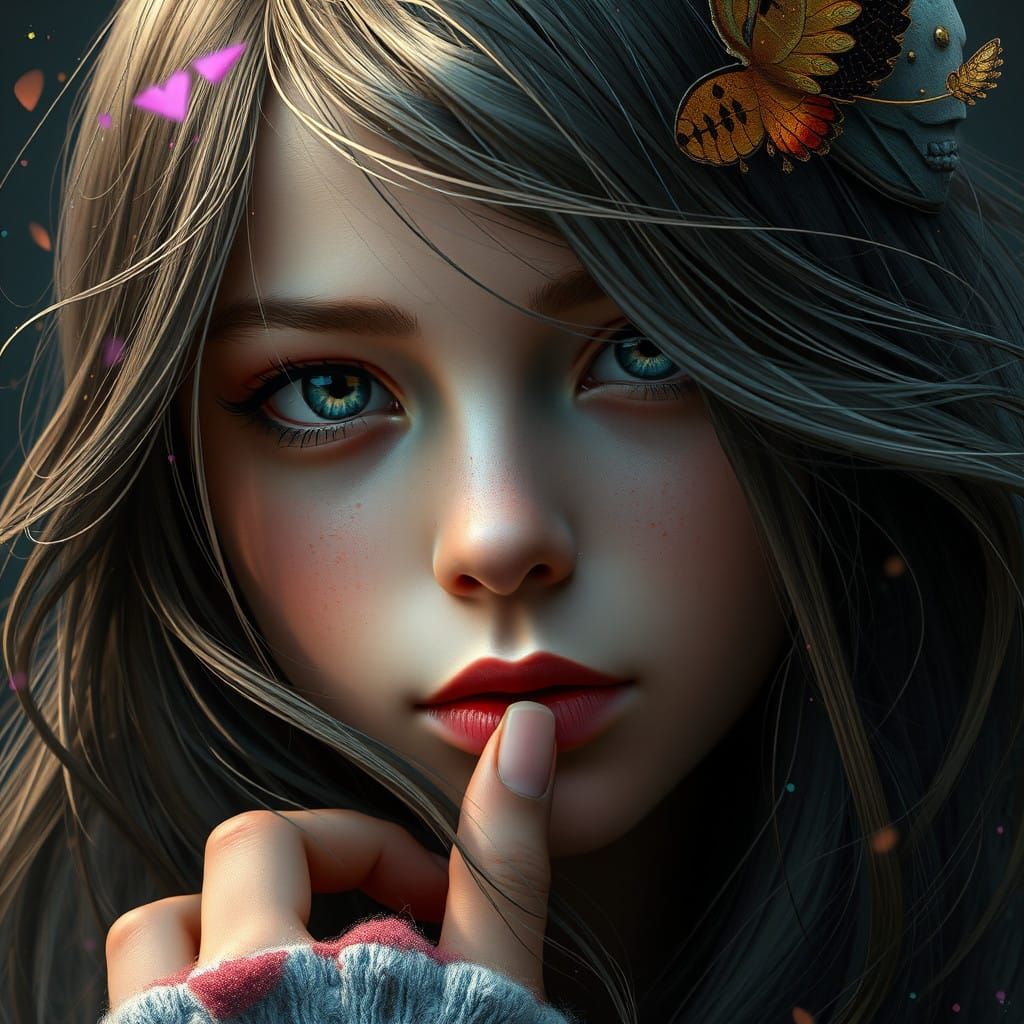 Romantic Dreamer Portrait in Triadic Colors