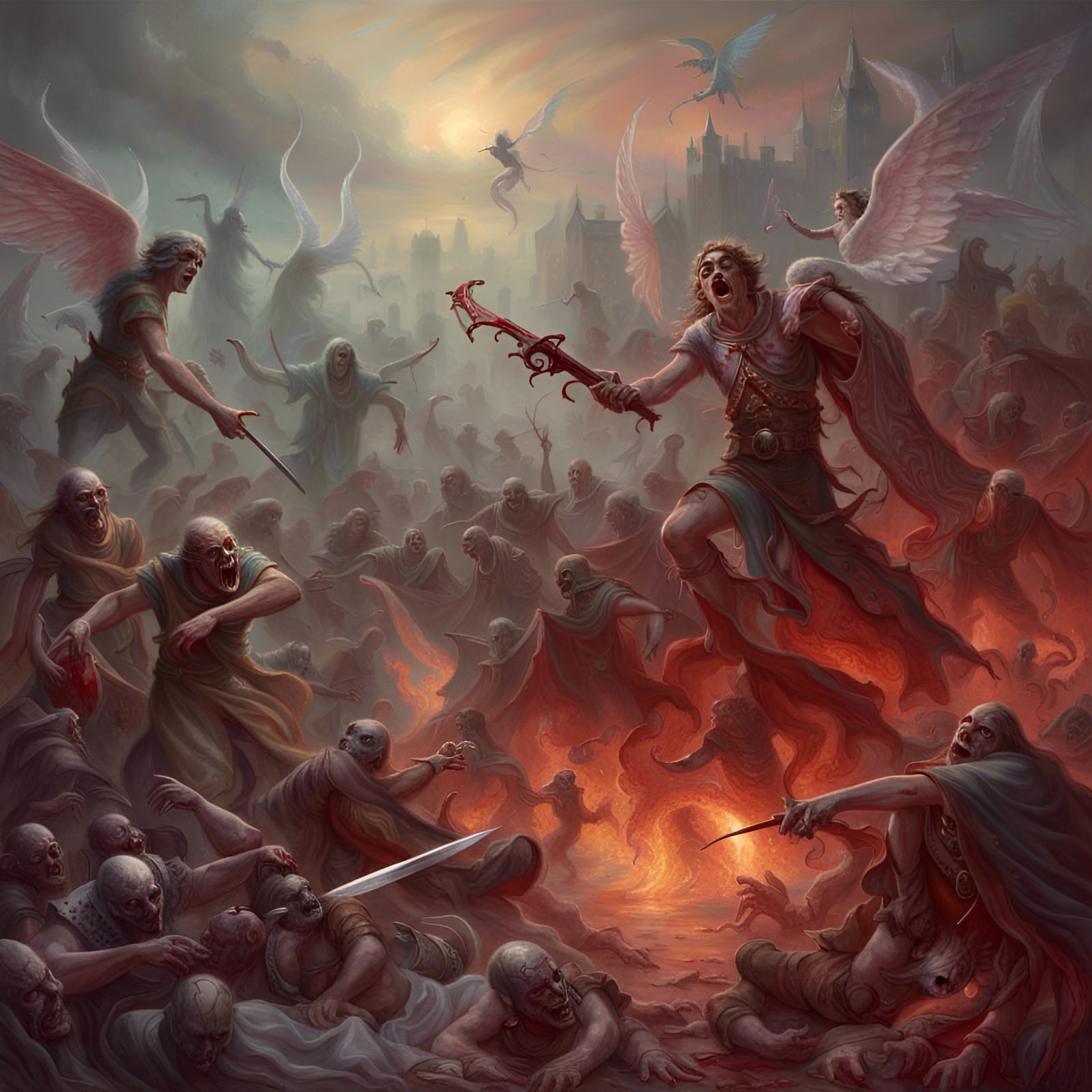 Demons and Angels War with Zombies