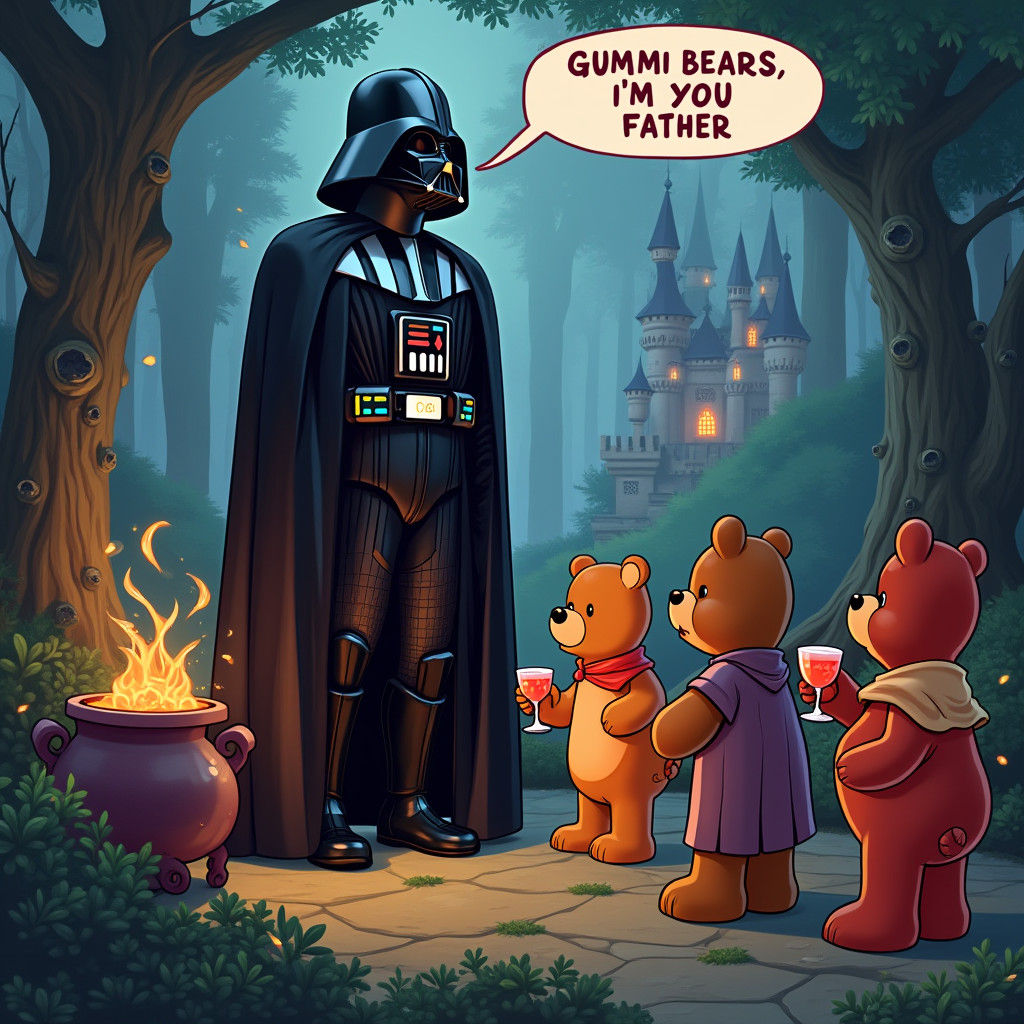 Darth Vader Meets Gummi Bears in Enchanted Forest