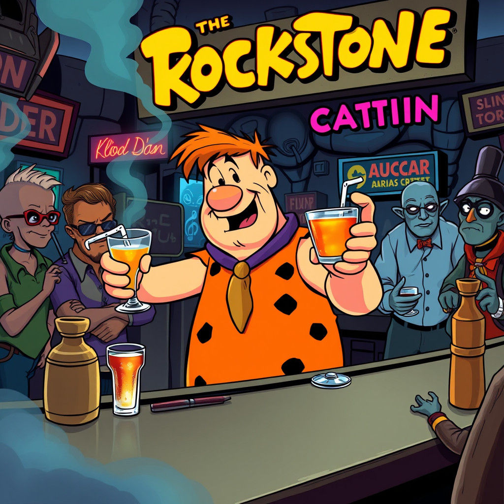 Fred Flintstone Bartender in Sci-Fi Cantina