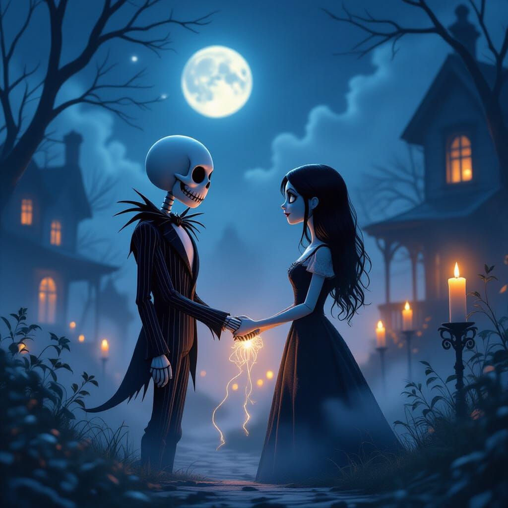 Human Jack and Sally Twilight Embrace