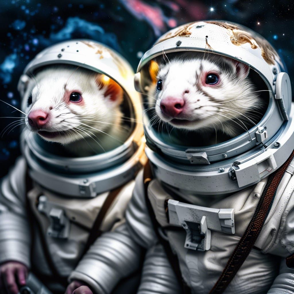 Ferrets in Space: Graffiti Style Digital Art