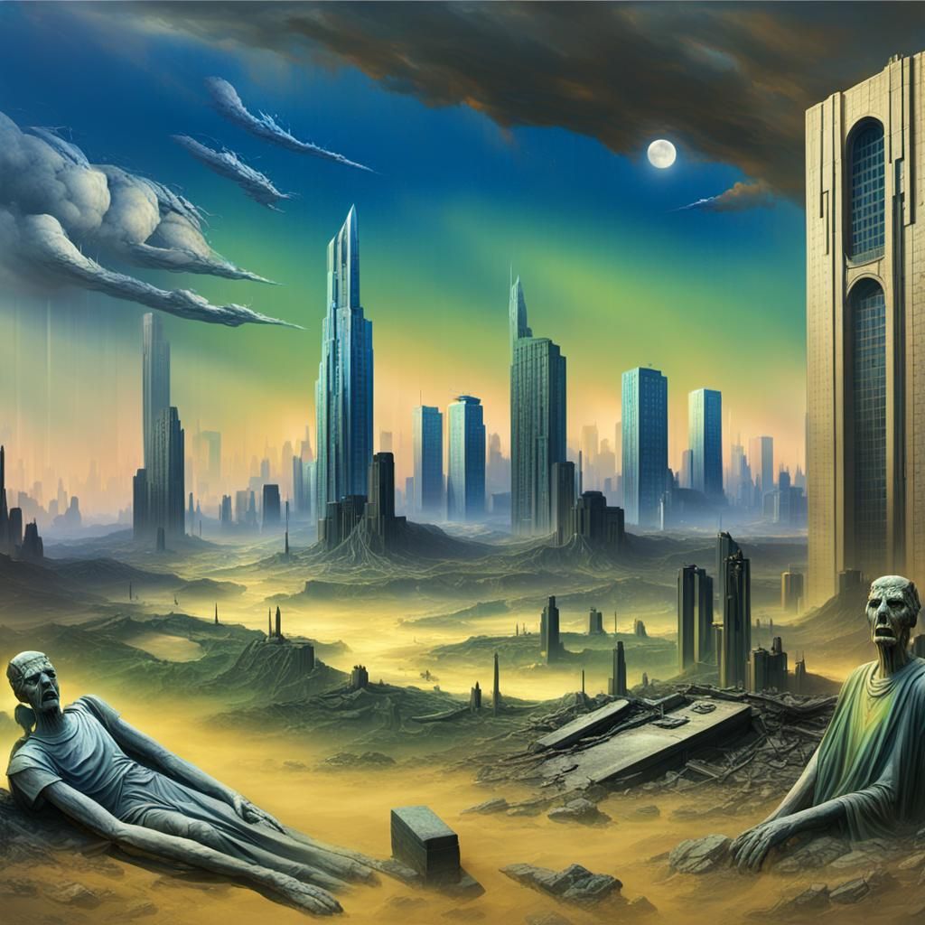 Weeping Angels in Dystopian Future: Cinematic Matte Painting