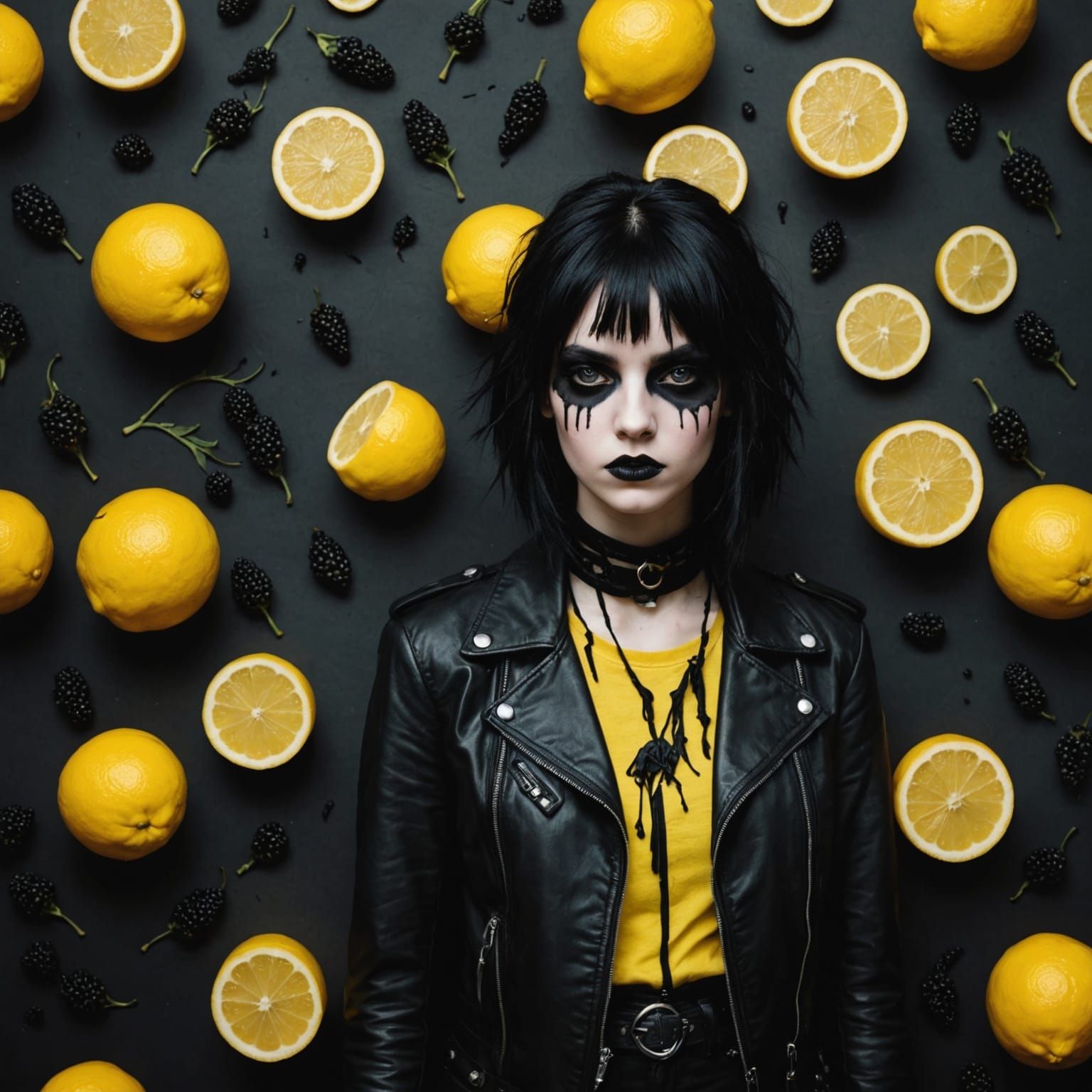 Goth Girl in Emo Black Lemonade Aesthetic