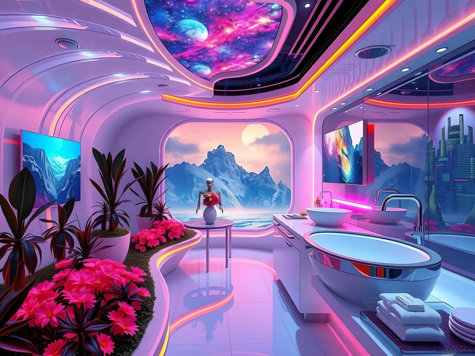 Futuristic House with Translucent Walls and Neon Lights