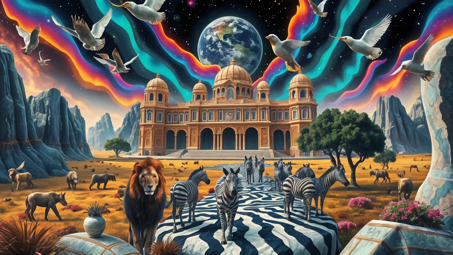 Surreal Landscape of Striped Wonder