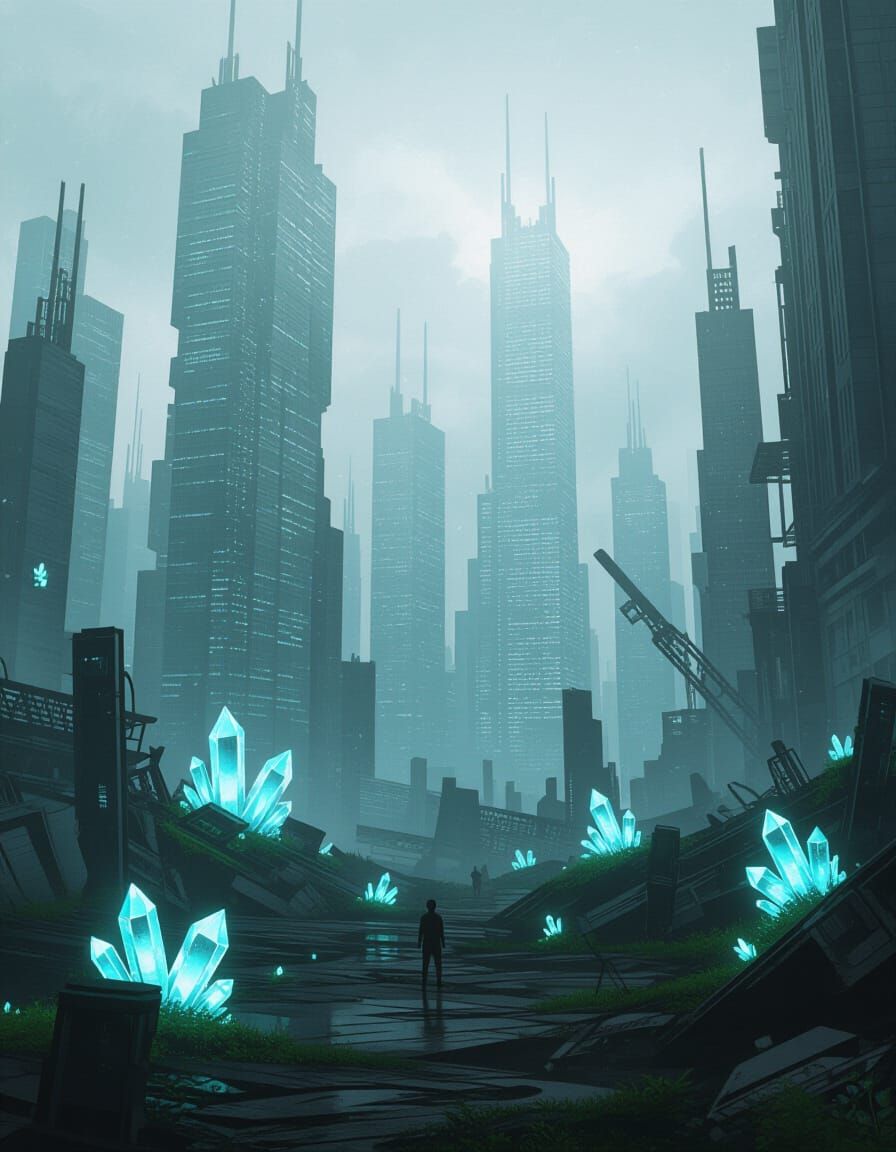 Ruined Futuristic City Overgrown with Alien Flora