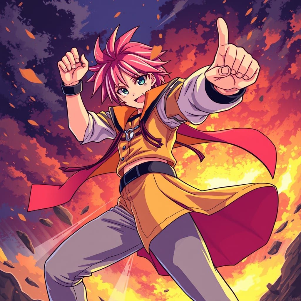 Heroic Anime Character in Studio Trigger Style