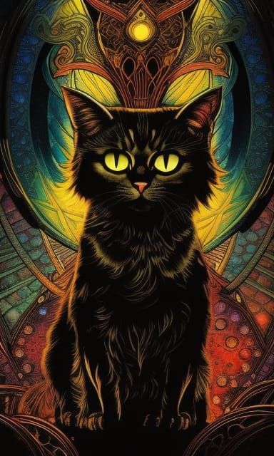 Realistic Cat God in Dark Fantasy Style
