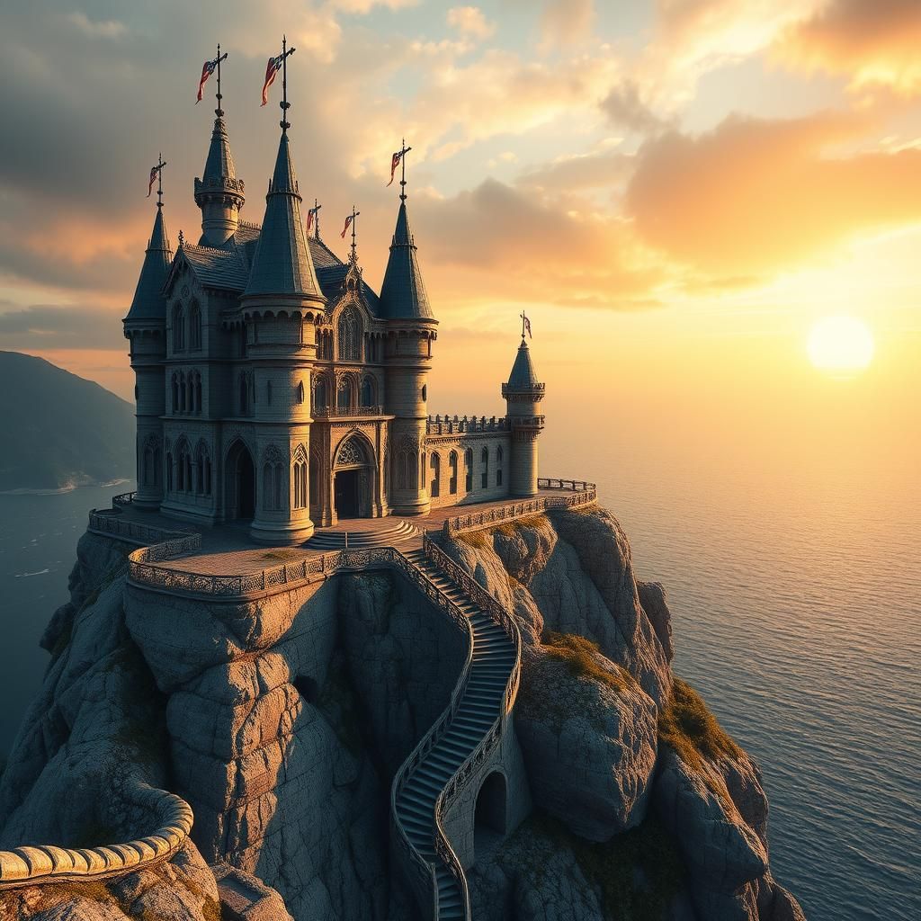 Swallow's Nest Castle at Sunset: Fantasy Art