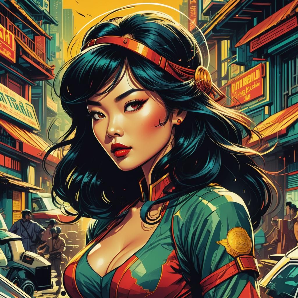 Vietnamese Beauty in Retro Comic Style