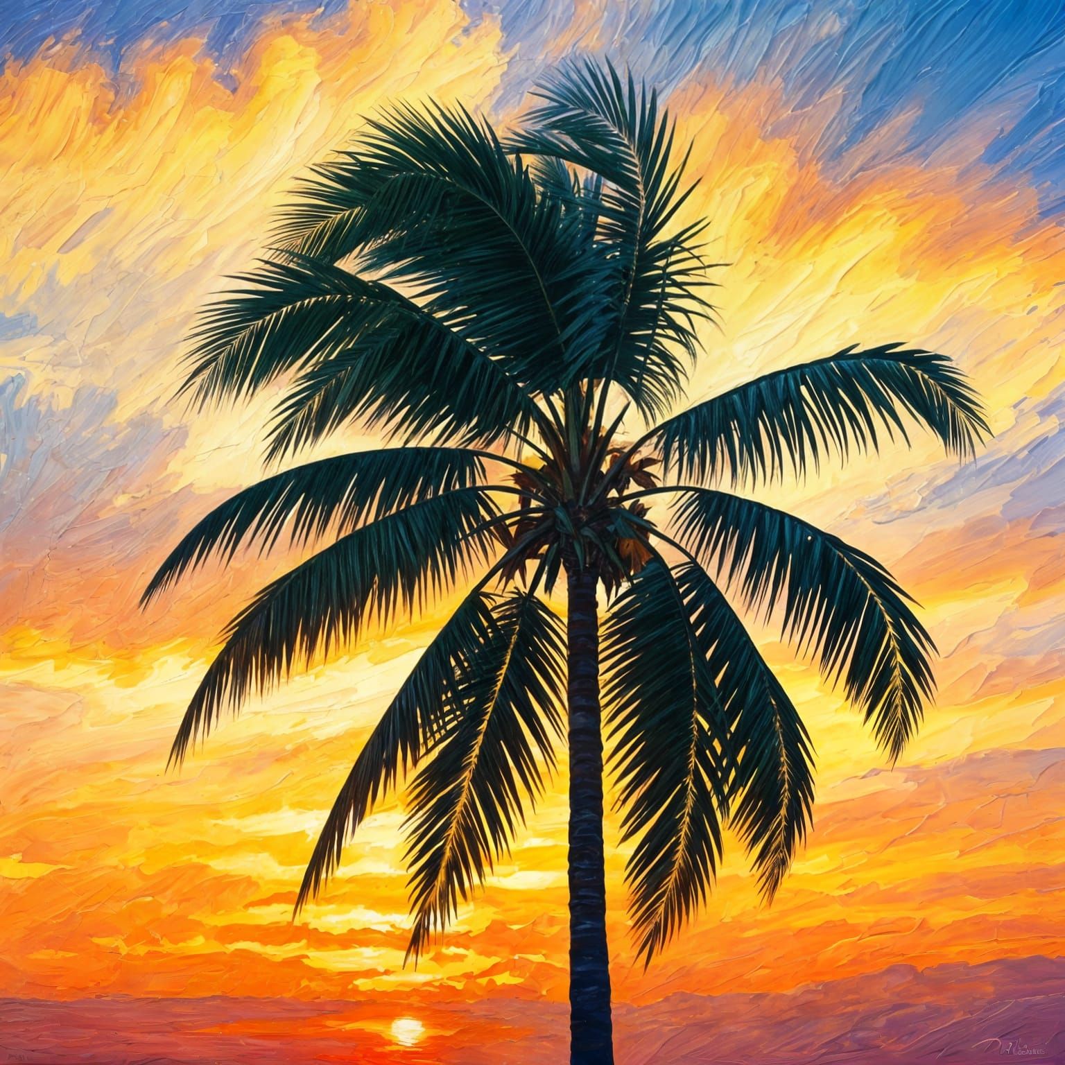 Palm Tree as Expressionist Oil Painting