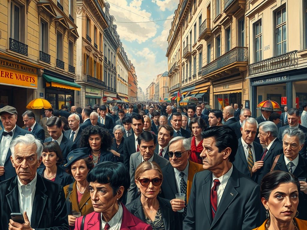 Opulent Elite in Disarray, Inspired by French Masters