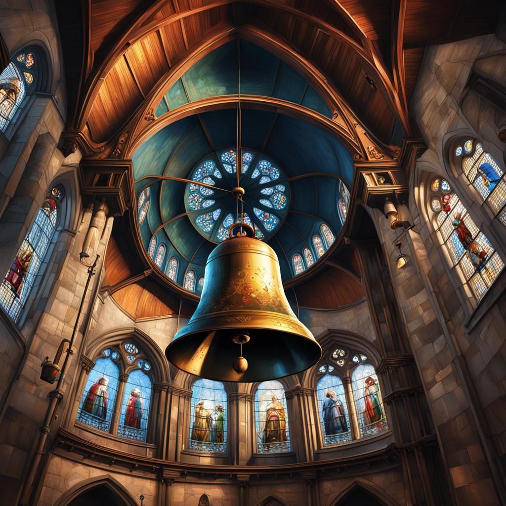 Hyperrealistic Church Tower Bells Ring at Midnight