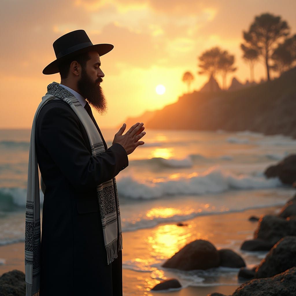 A Devout Jew Finds Solace at Sunset by the Sea