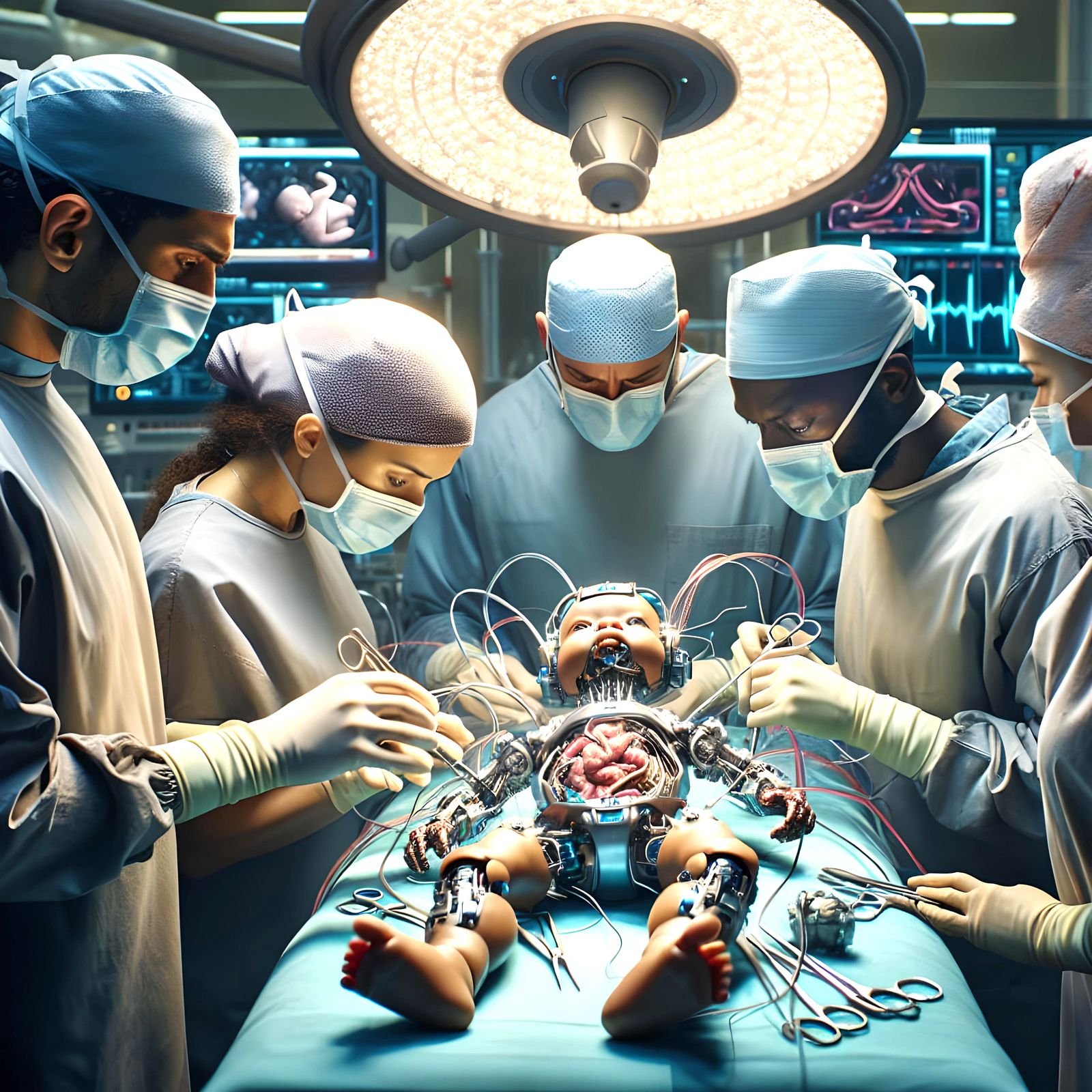 Surgeons Perform Delicate Robotic Surgery