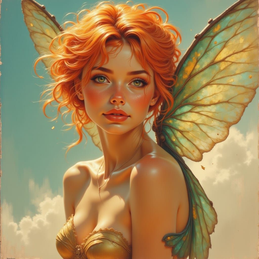 Cute Pixie Woman in Cell-Shaded Airbrush Style