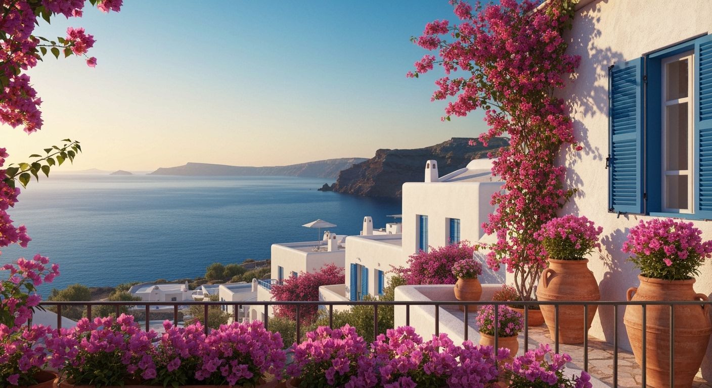 Mediterranean Sunset Balcony Overlooking Azure Sea